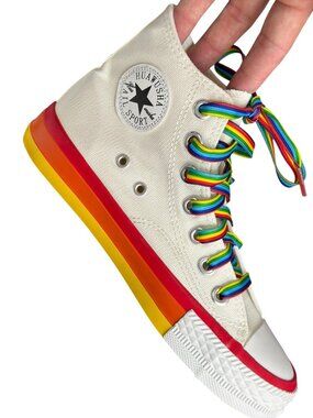 Rainbow Pride Fashion Sneakers Sole Canvas High-Top Sneakers With Multicolor Lac